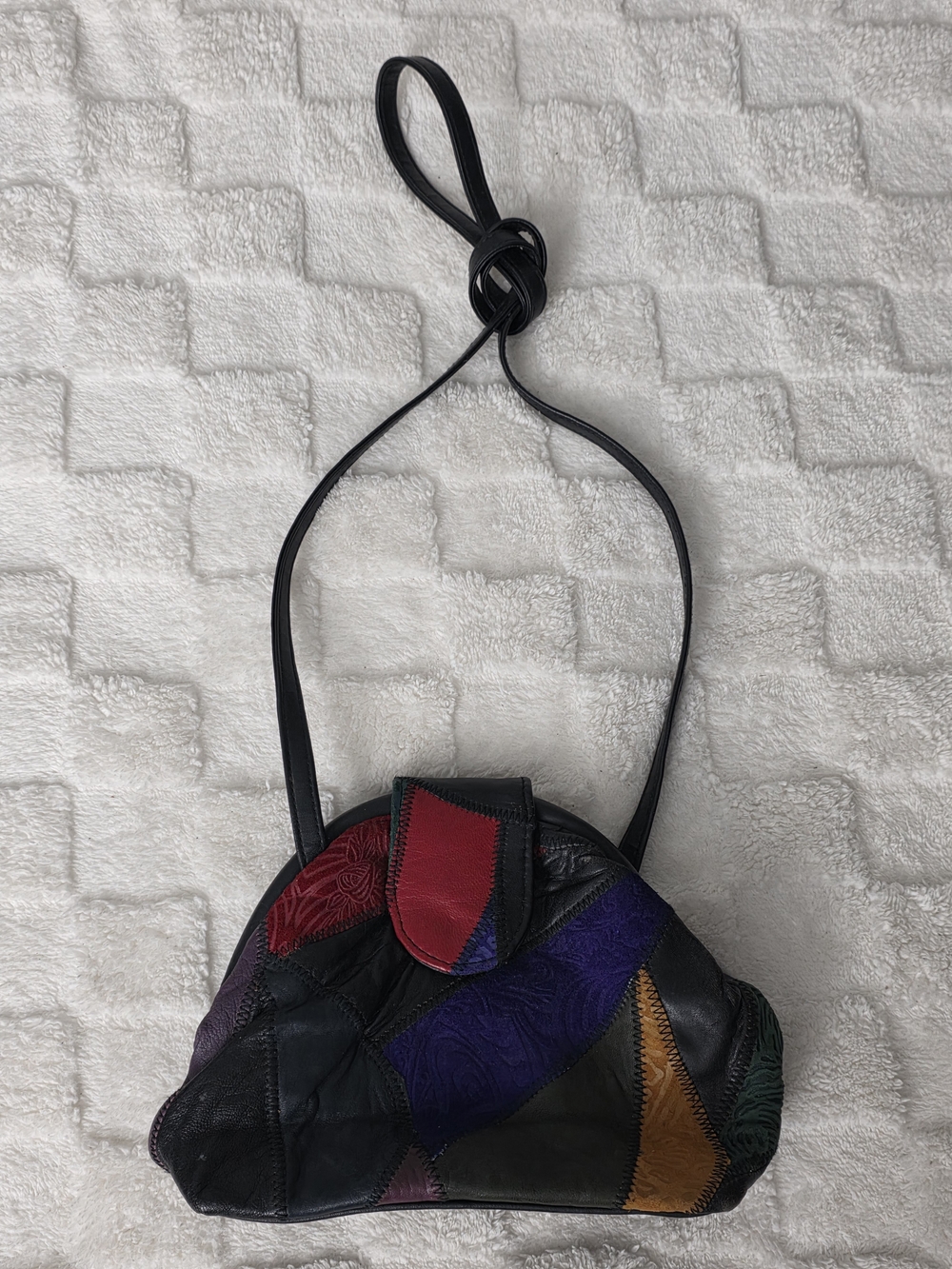 VINTAGE PATCHWORK LEATHER CROSSBODY BAG BLACK + MULTI COLOR